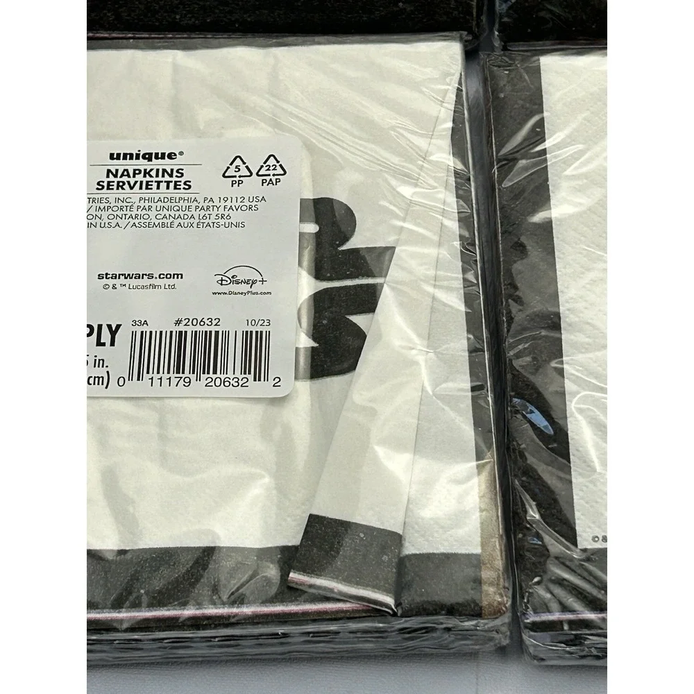 Star Wars Party Napkins Darth Vader Black White 16 Ct Lot of 4 Packs Sealed